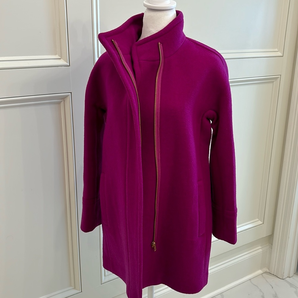 J. Crew Bright Pink City Cocoon Coat Size 4P EUC